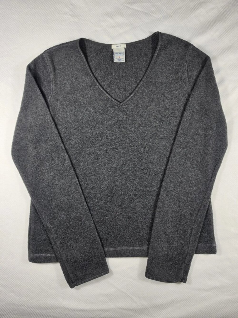 Old Navy Easy Fit Charcoal Gray V-Neck Women's Fleece Sz Small